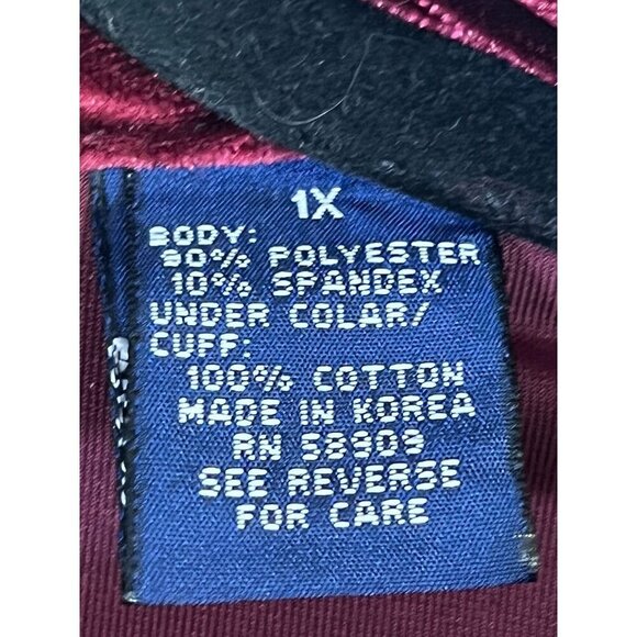 Vintage Velvet Shirt 1X Red Festive Holiday Neutral Dark Romance Old Money Soft - Picture 3 of 12